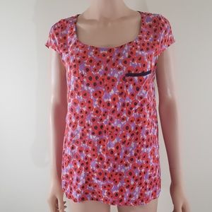 Splendid pink floral cap sleeves top blouse XS